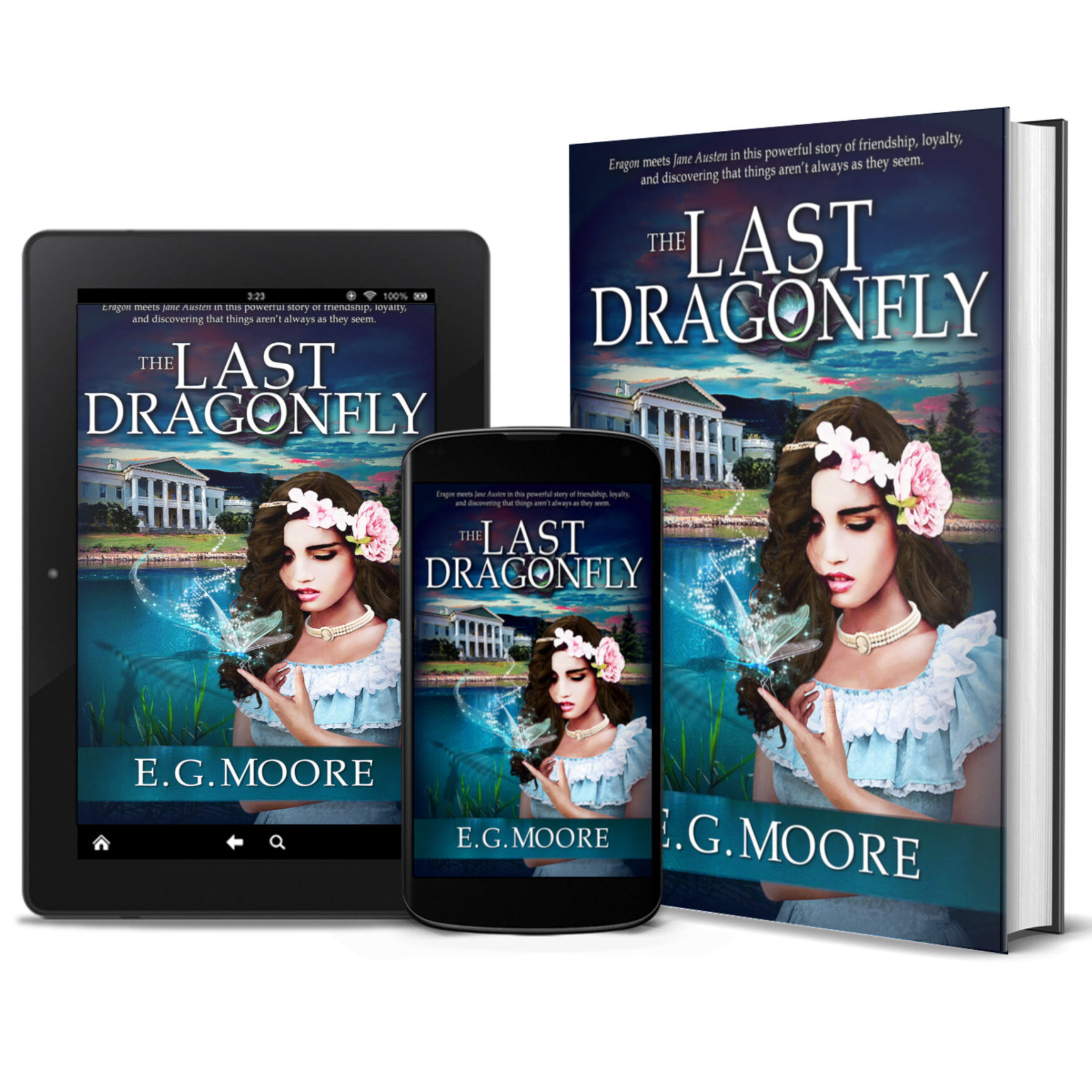 The Last Dragonfly cover triple composite 3D mockup.